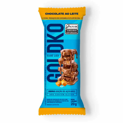 Barra De Chocolate Ao Leite C/ Caramelo E Flor De Sal 20g Goldko