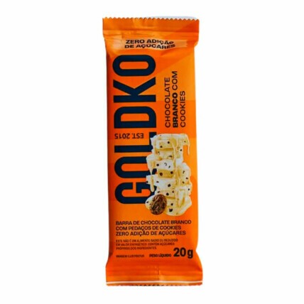 Barra De Chocolate Branco C/ Cookies 20g Goldko