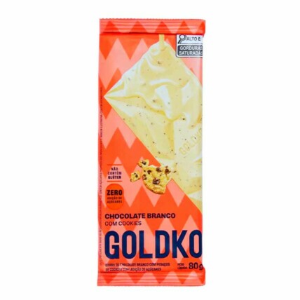 Barra De Chocolate Branco C/ Cookies 80g Goldko