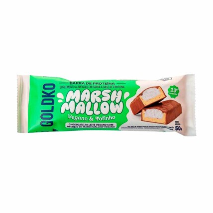 Barra De Proteina 50g Chocolate Vegano C/ Marshmallow Goldko
