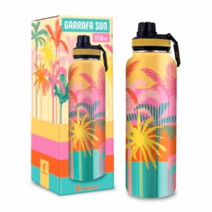 Garrafa Termica Sun 850ml Tropical Coqueiros Brasfoot