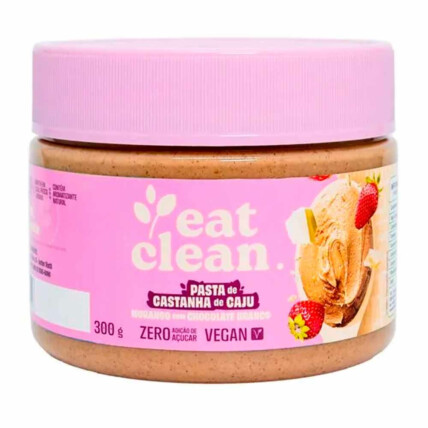 Pasta De Caju 300g Morango C/ Chocolate Branco Eat Clean