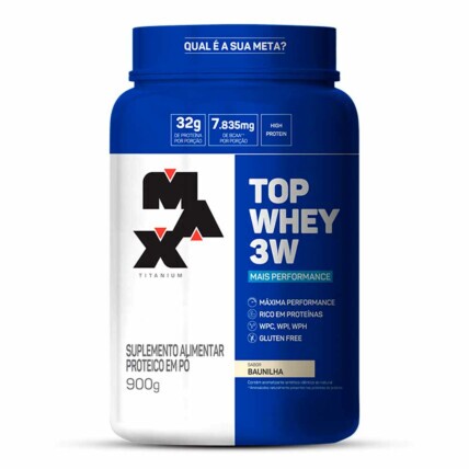 TOP WHEY 3W 900G BAUNILHA MAX TITANIUM