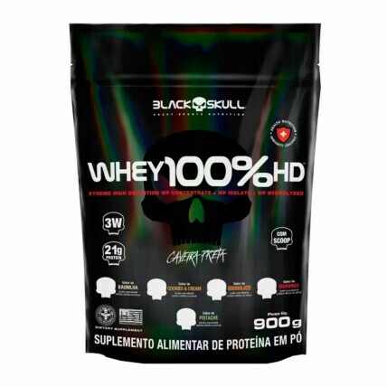 Whey Protein Concentrado Refil 900g Baunilha Black Skull