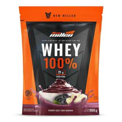 Whey Protein Concentrado Pounch 900g Açai com Banana New Millen