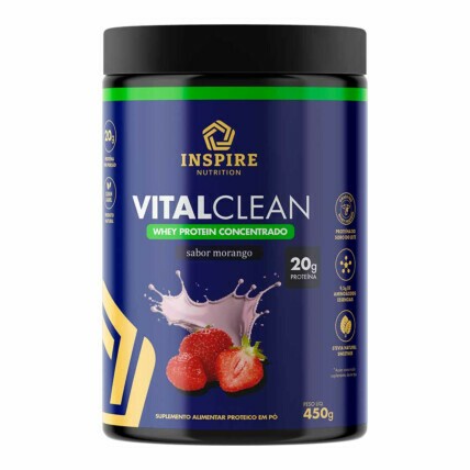 Whey Protein Concentrado Vital Clean 450g Morango Inspire Nutrition