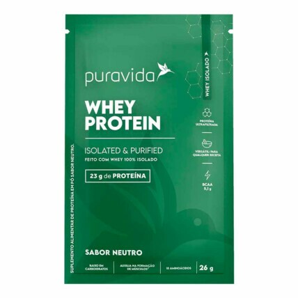 Whey Protein Isolado 26g Neutro Puravida