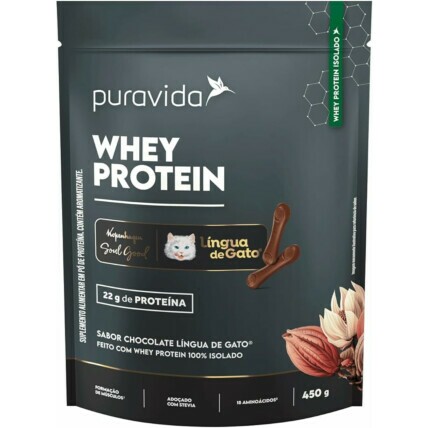 Whey Protein Isolado 450g Lingua de Gato Puravida