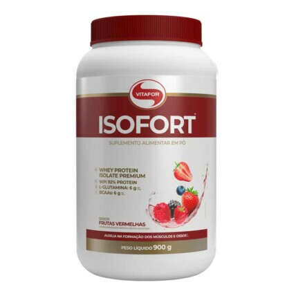 Whey Protein Isolado Isofort 900g Frutas Vermelhas Vitafor